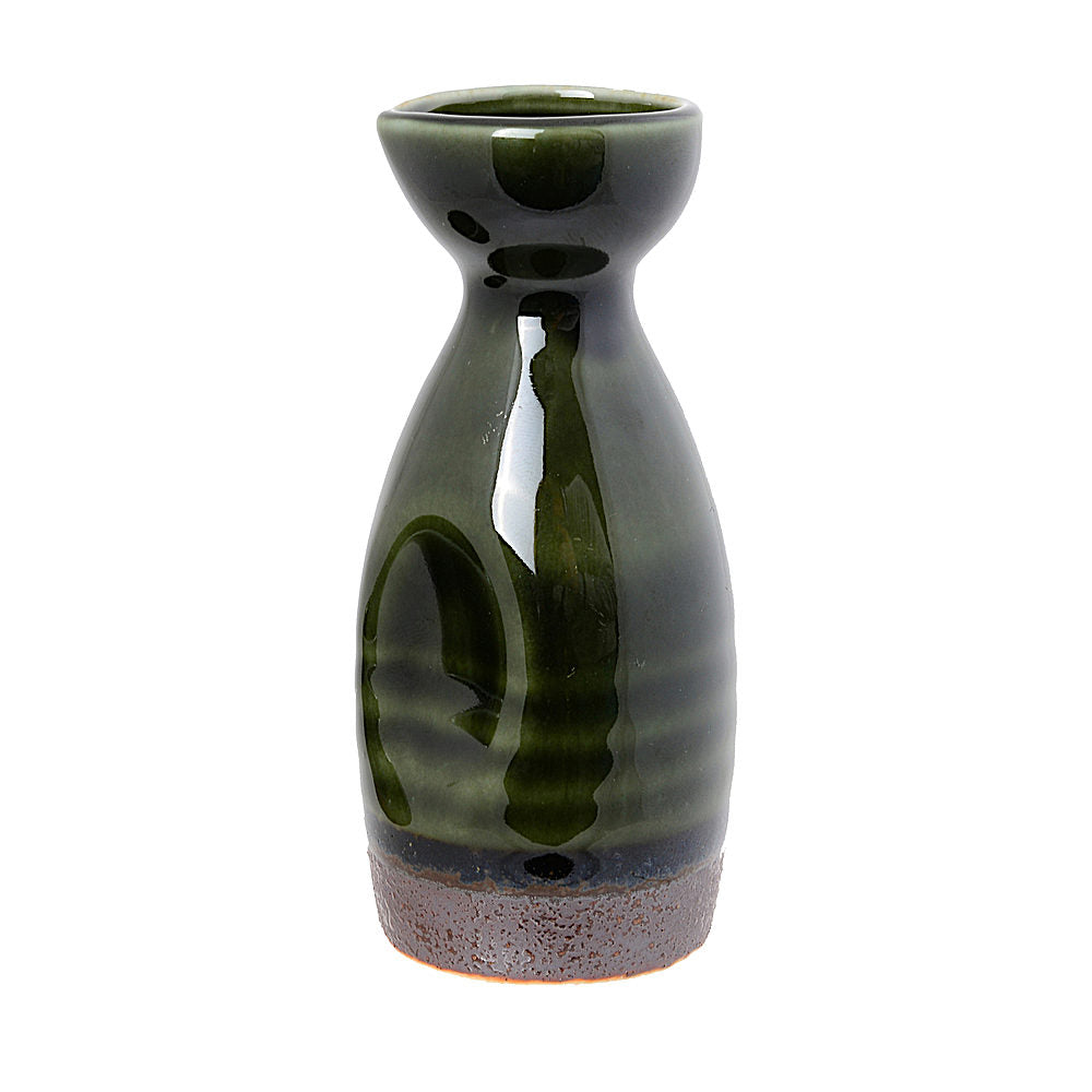 Dark Green Pekokan Sake Bottle Tokkuri (12.7cm)